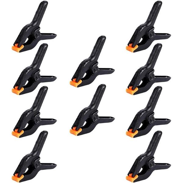 10pcs 4.5" Large Spring Clamps/Heavy-Duty Plastic Clips; 2" Max Opening Size - Brand New
