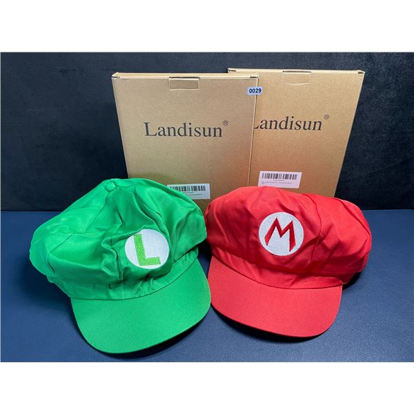 Lot of 4 Mario & Luigi Adult Costume Hats/Cosplay Hats (2x Mario, 2x Luigi) Brand New!
