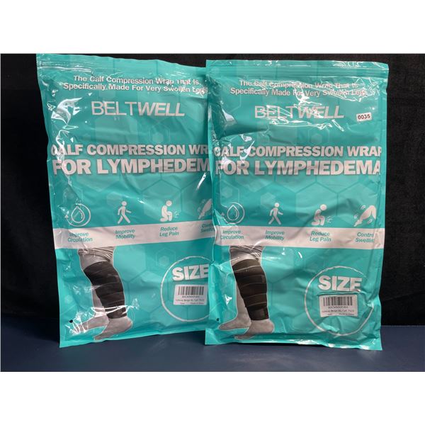 Lot of 2 Beltwell Calf Compression Wraps for Lymphedema; Improves Circulation/Reduces Swelling - New