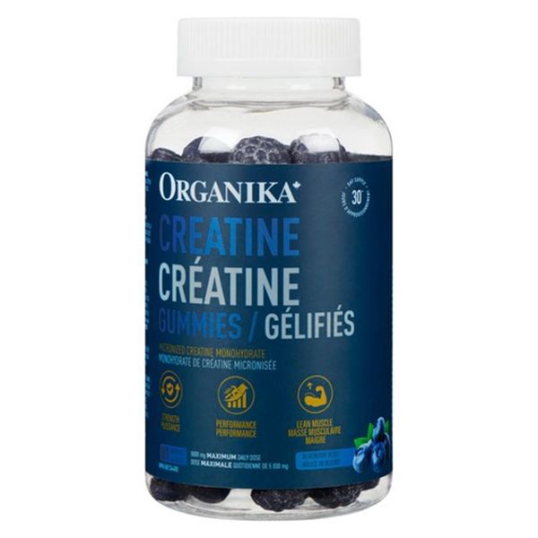 Organika Creatine Gummies (90 Count) Blueberry Blitz Flavor; For Strength/Performance - New Sealed!
