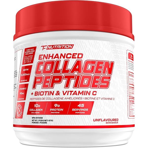 TC Nutrition Enhanced Collagen Peptides Powder + Biotin & Vitamin C (477g) Unflavored - New Sealed