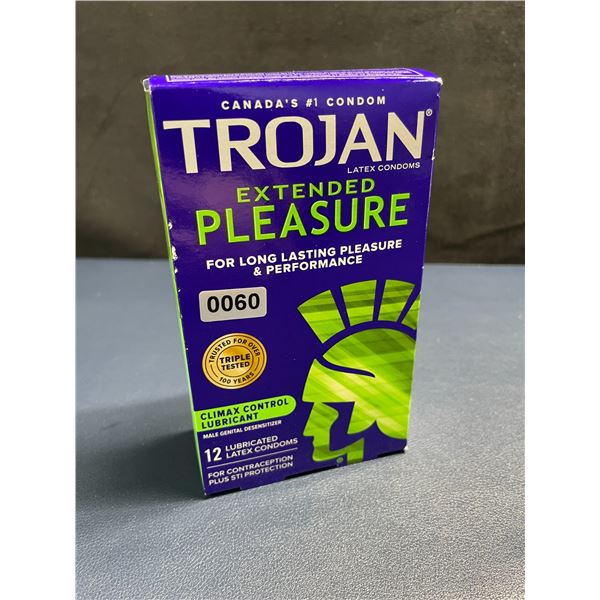 Trojan Extendend Pleasure Lubricated Latex Condoms (12 Count) w/ Climax Control Lubricant - New