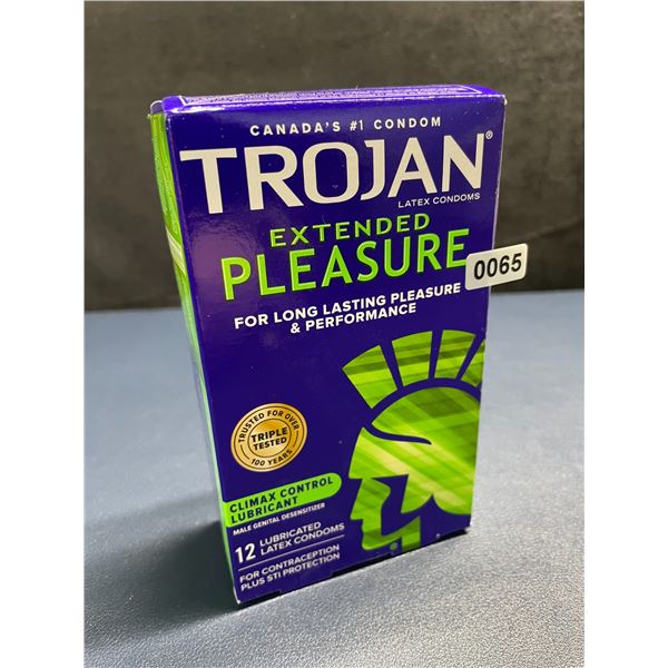 Trojan Extendend Pleasure Lubricated Latex Condoms (12 Count) w/ Climax Control Lubricant - New
