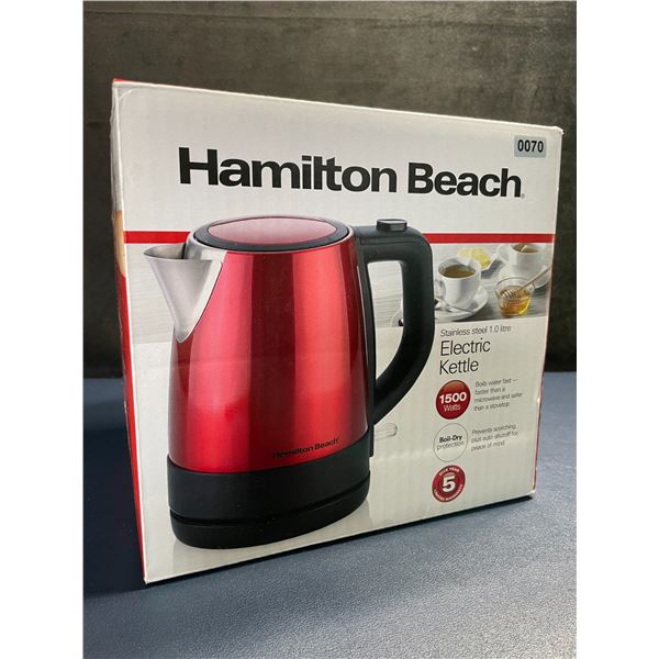 Hamilton Beach 1500W Stainless Steel Electric Kettle (1.0 Litre) Red w/ Auto Shutoff - New Sealed!