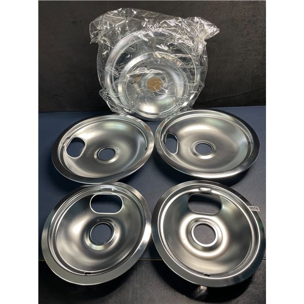 Lot of 8 Stove Burner Drip Pans (4x 6-Inch & 4x 8-Inch) Stainless Steel Electric Stove Pans - New
