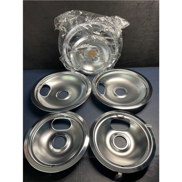 Lot of 8 Stove Burner Drip Pans (4x 6-Inch & 4x 8-Inch) Stainless Steel Electric Stove Pans - New