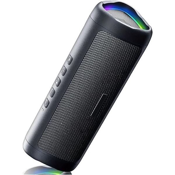 Deeyaple Portable Waterproof/Wireless Bluetooth Speaker w/ HD sound; 20H Playtime, RGB Lights - New