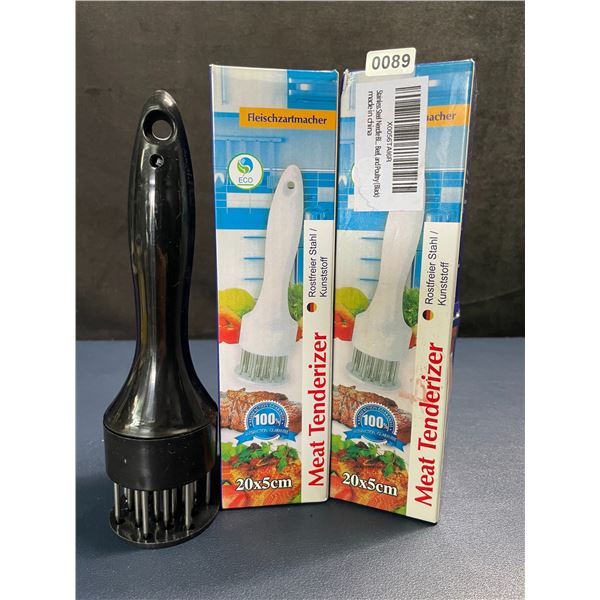 Lot of 2 Meat Tenderizers; Stainless Steel Design; For Beef & Poultry - New