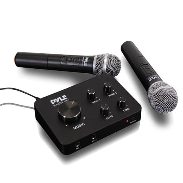 PYLE Home Theater Karaoke Microphone System with Dual-Wireless Mics - Open Box/Like New!