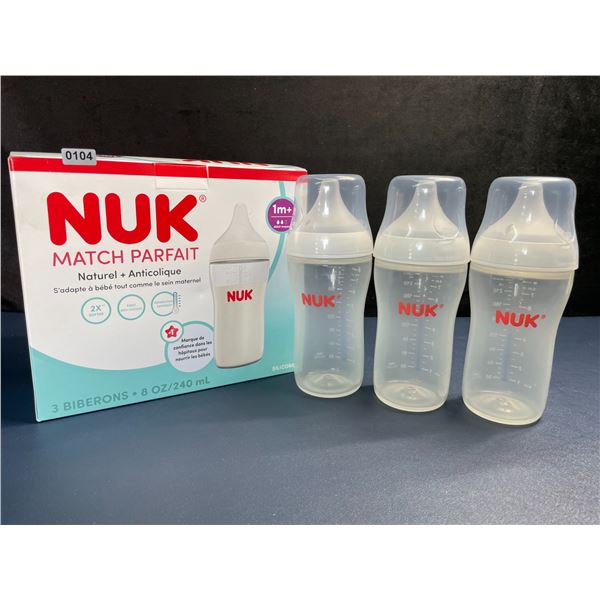 NUK Perfect Match 3-Pack Baby Bottles; Natural + Anti-Colic (1m+) Includes 3x 240ml Bottles