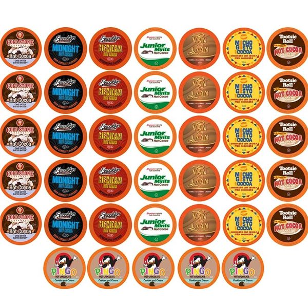 Box of 40 Assorted Hot Cocoa Single-Serve K-Cup Pods by Two Rivers Coffee - New Sealed!