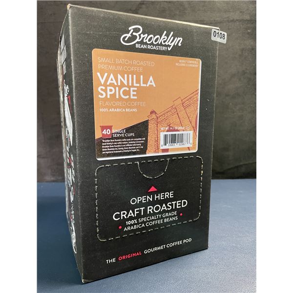 Box of 40 Vanilla Spice Single-Serve K-Cup Coffee Pods by Brooklyn Bean Roastery - New Sealed!