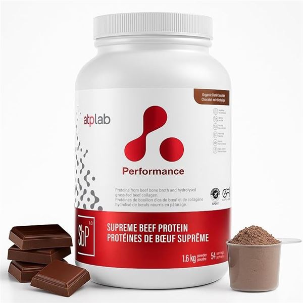 Atlab Performance Beef Protein Powder (1.6kg Tub) Organic Dark Chocolate; Dairy-Free - New Sealed!