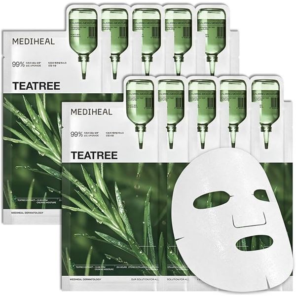 MEDIHEAL Tea Tree Essential Face Sheet Masks (10pcs) Calming Moisture; Korean Skincare Product