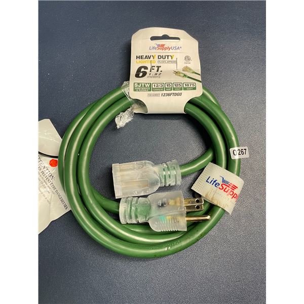 Heavy Duty Lighted 6FT Extension Cord for Outdoors/Indoors; 3-Wire Grounded - Brand New!