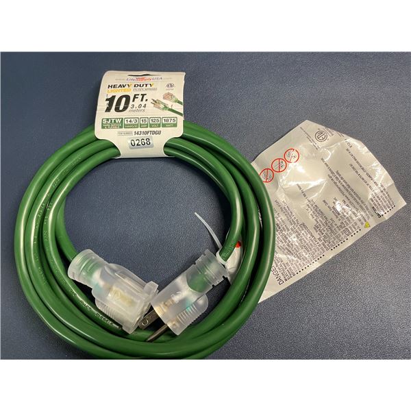 Heavy Duty Lighted 10FT Extension Cord for Outdoors/Indoors; 3-Wire Grounded - Brand New!