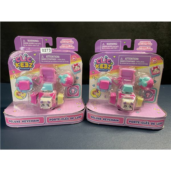 Lot of 2 Clic Keez Deluxe Keychains/Clickable Collectible Toys - New