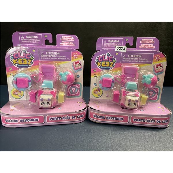 Lot of 2 Clic Keez Deluxe Keychains/Clickable Collectible Toys - New