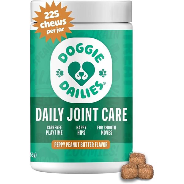 Doggie Dailies Hip & Joint Chews for Dogs (225 count) Peanut Butter Flavor - New Sealed!