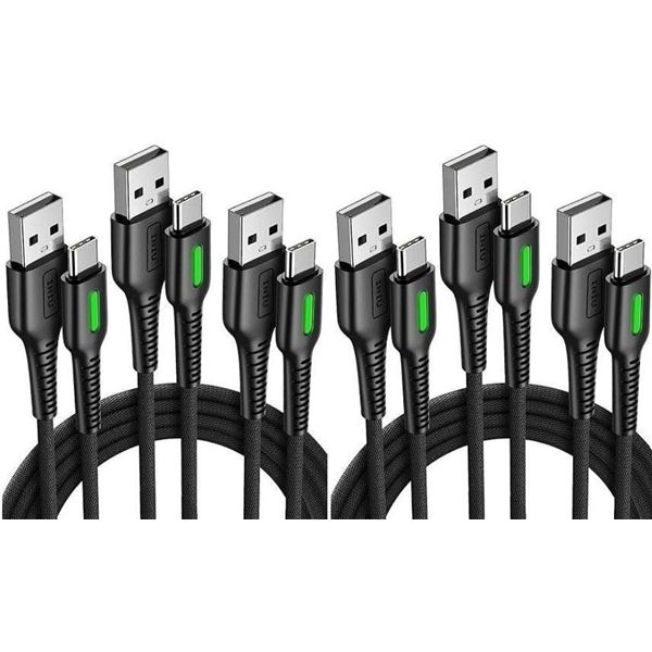 Lot of 2 3-Packs INIU USB-C Nylon Braided Charging Cables (USB-C to USB-A Charging Cords) New