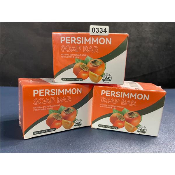 3 2-Packs Persimmon Soap Bars (6 Bars Total) Natural Deodorant Soap for Sweat/Odor - New Sealed