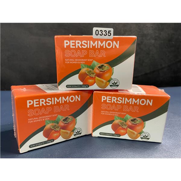 3 2-Packs Persimmon Soap Bars (6 Bars Total) Natural Deodorant Soap for Sweat/Odor - New Sealed
