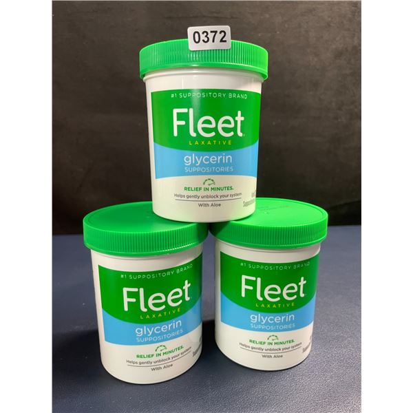 3 Tubs of Fleet Laxative Glycerin Suppositories (50 Each) Helps Gently Unblock System - New Sealed