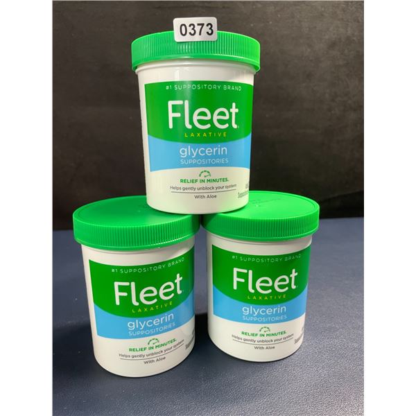 3 Tubs of Fleet Laxative Glycerin Suppositories (50 Each) Helps Gently Unblock System - New Sealed