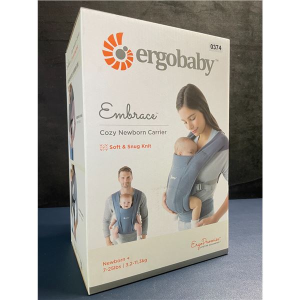 Ergobaby Embrace Cozy Newborn Carrier for Infants 0-12m (7-25lbs) Soft & Snug Knit; Oxford Blue; New