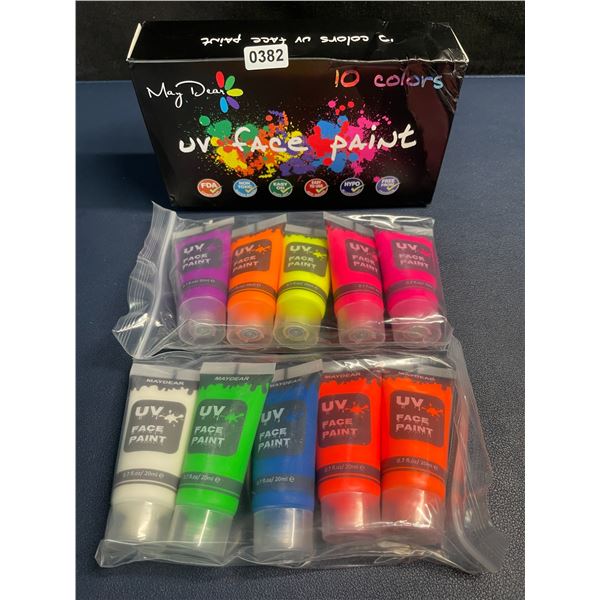 10-Pack Box of UV Face Paints (10 Colours Included) For Use Under UV Light - New