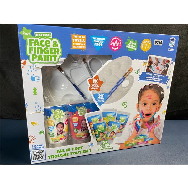 Natural Face & Finger Paint Set for Kids (5 x 65ml Colors) with Brushes & Paint Palette - New Sealed