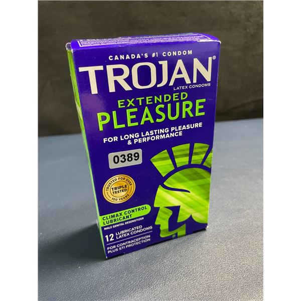 Trojan Extendend Pleasure Lubricated Latex Condoms (12 Count) w/ Climax Control Lubricant - New