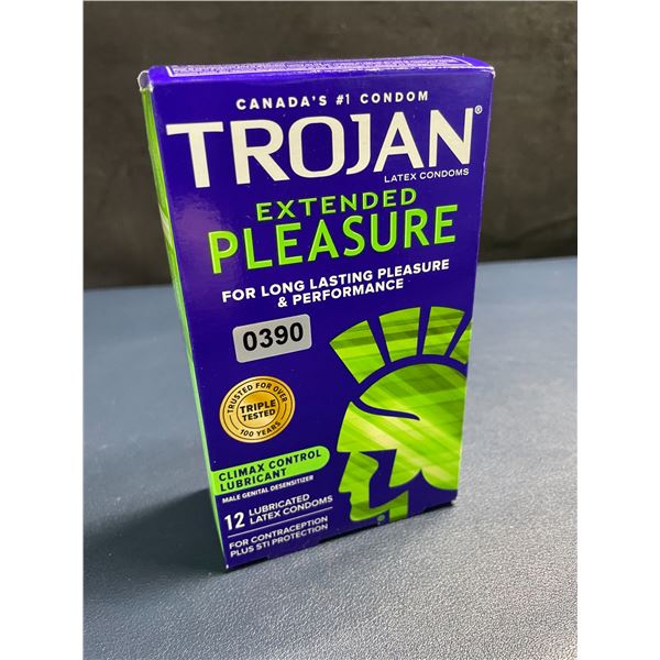 Trojan Extendend Pleasure Lubricated Latex Condoms (12 Count) w/ Climax Control Lubricant - New