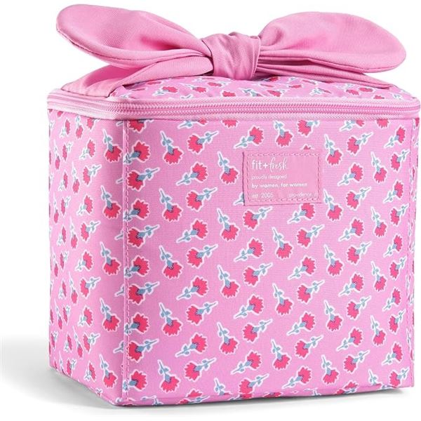 Fit + Fresh Luna Bow Insulated Lunch Bag (Pink with Bow Handle) Large Size - New with Tags!