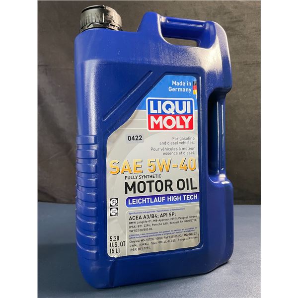 5L Jug of Liqui Moly SAE 5W-40 Fully Synthetic Motor Oil - For Gasoline & Diesel Vehicles - New