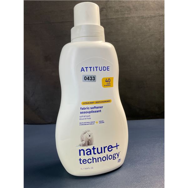 ATTITUDE Nature+ Technology Fabric Softener (1L Bottle) Soft & Fresh; Citrus Zest Scent - New