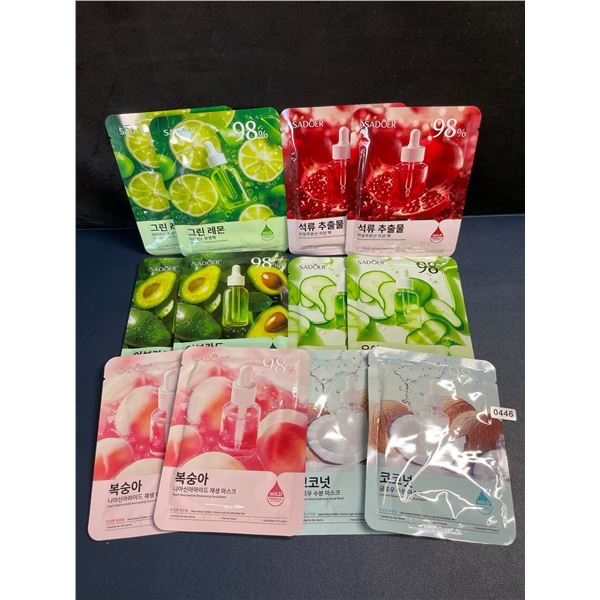 12-Pack of Sadoer Fruit Essence Hydrating/Revitalizing Beauty Facial Sheet Masks (Assorted) New