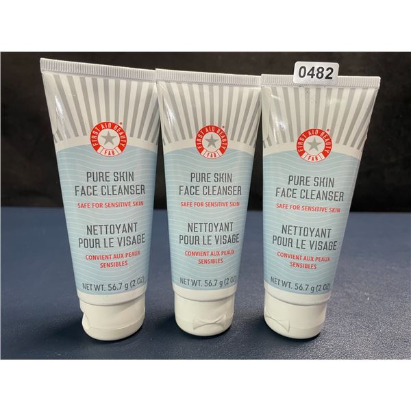 Lot of 3 FirstAidBeauty Pure Skin Face Cleansers (2oz) Safe for Sensitive Skin - New