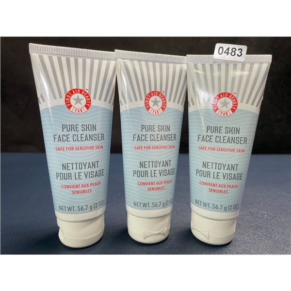 Lot of 3 FirstAidBeauty Pure Skin Face Cleansers (2oz) Safe for Sensitive Skin - New