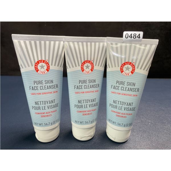 Lot of 3 FirstAidBeauty Pure Skin Face Cleansers (2oz) Safe for Sensitive Skin - New