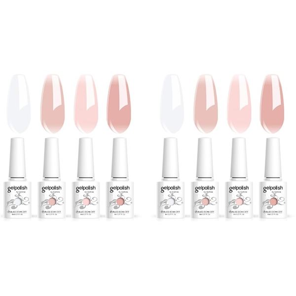 Lot of 8pcs Vishine Gel Nail Polishes (8ml) Jelly Nude/Pink/Milky White UV Gel Polishes - New