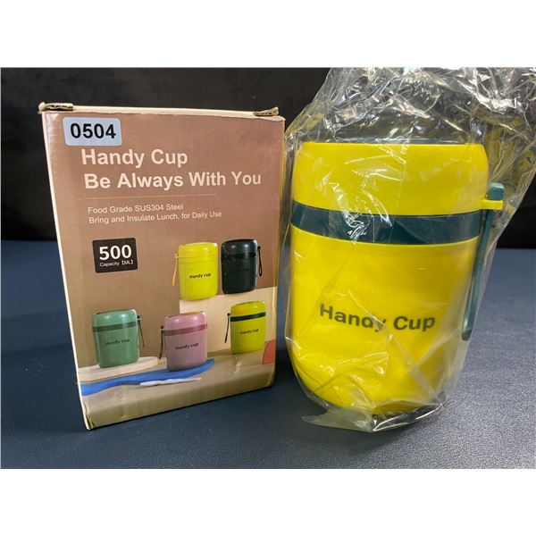 Handy Cup Insulated Lunch Thermos Cup (500ml Capacity) Yellow/Green - New