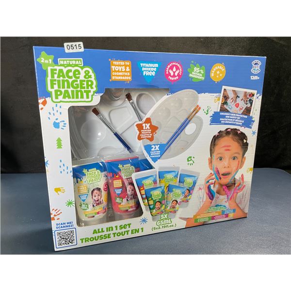 Natural Face & Finger Paint Set for Kids (5 x 65ml Colors) with Brushes & Paint Palette - New Sealed
