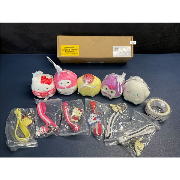 12PC Hello Kitty & Friends Squishies Toys/Keychains/Sticker Kawaii Accessory Set - New in Box