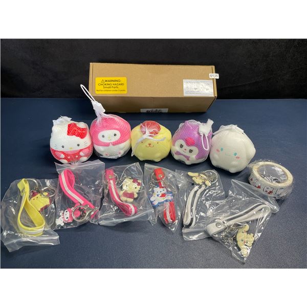12PC Hello Kitty & Friends Squishies Toys/Keychains/Sticker Kawaii Accessory Set - New in Box