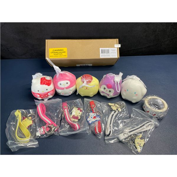 12PC Hello Kitty & Friends Squishies Toys/Keychains/Sticker Kawaii Accessory Set - New in Box