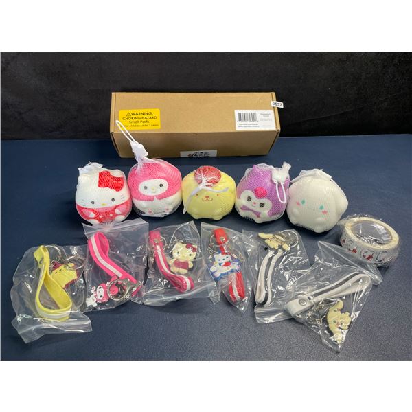 12PC Hello Kitty & Friends Squishies Toys/Keychains/Sticker Kawaii Accessory Set - New in Box