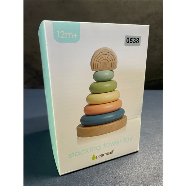 Pearhead Wooden Stacking Tower Toy for Toddlers (12m+) - New in Box