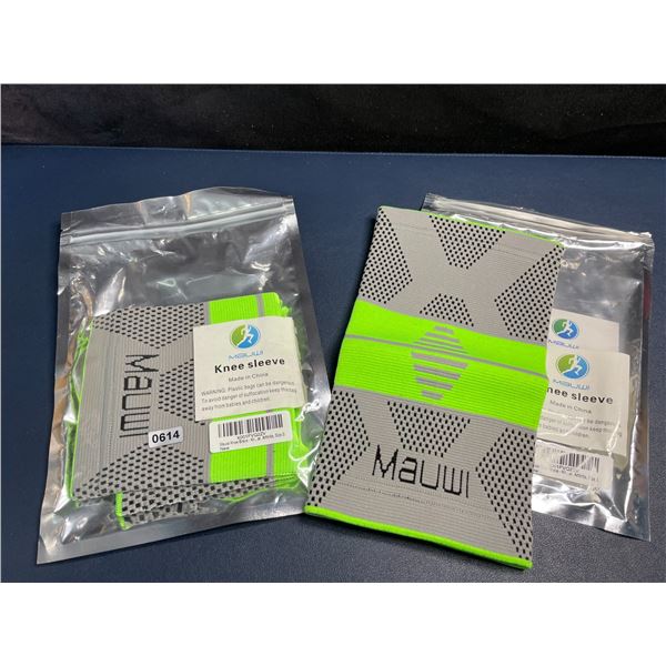 Lot of 2 Mauwi Knee Braces/Sleeves - For Pain/Arthritis Relief (Size S) Grey/Green - New