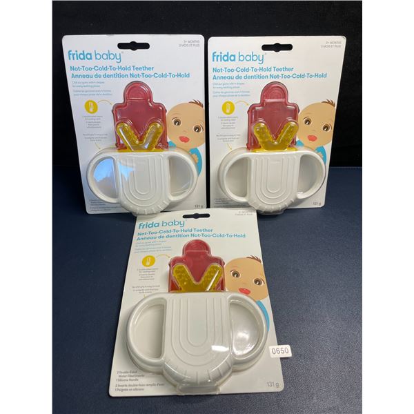 Lot of 3 Frida Baby Not-Too-Cold-To-Hold Teethers with Dual-Sided Cooling for Gums/Teeth - New!